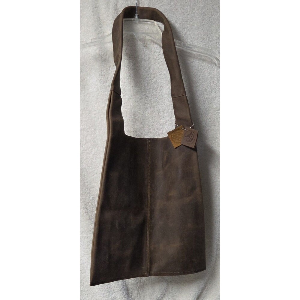 Hide & Drink Leather Tote Purse Bag Single Handled 100% Full Grain Leather Brown - Picture 1 of 6